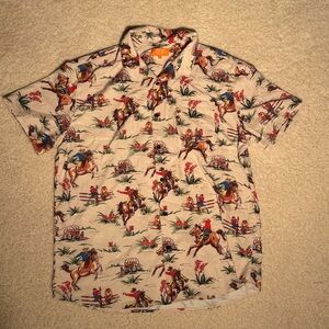 Men's Beige Cowboy Print Shirt